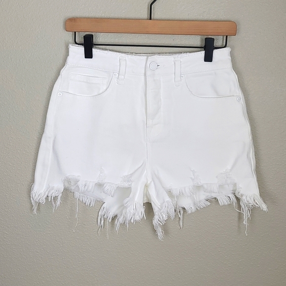 Good American Pants - Good American White Distressed High-Rise Jean Shorts